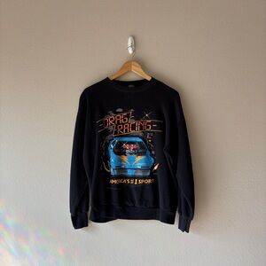 Vintage 80s sport drag racing graphic crewneck pullover sweater
